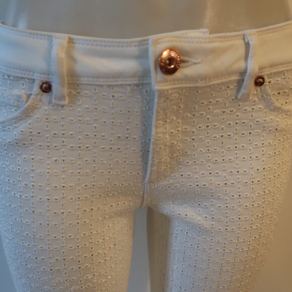 Womens DL1961 "Angel" Mid-Rise Skinny Ankle White Eyelet Jeans 28 - Picture 5 of 11